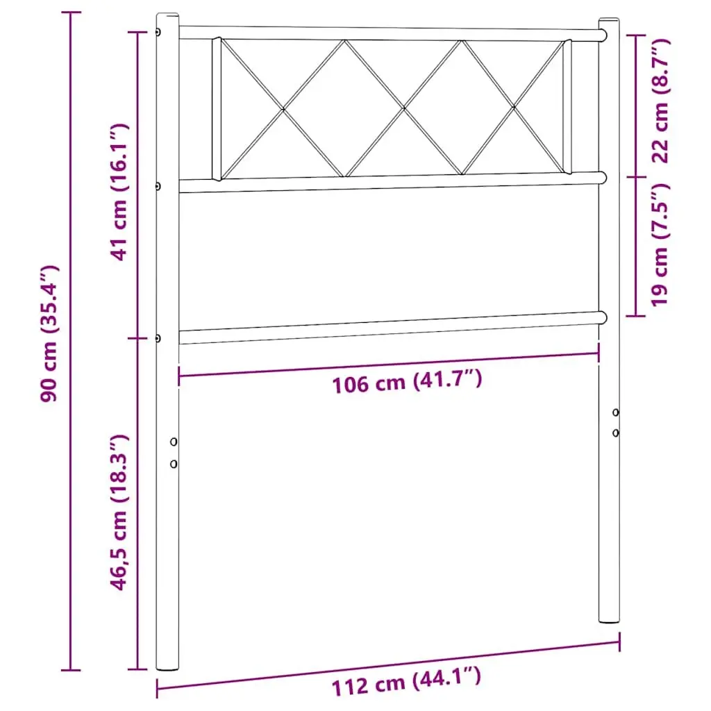 Metal Headboard White 107 cm Powder-coated Steel Bedroom Bed Frame Header