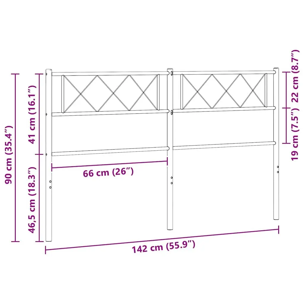 Metal Headboard White 135cm Powder-Coated Steel
