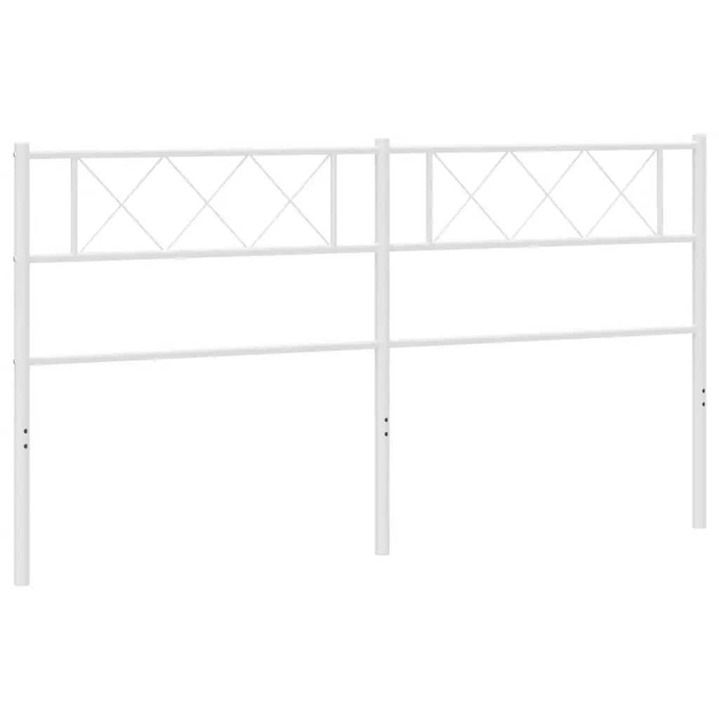Powder-Coated Steel Headboard White 180cm Metal Frame for Bedroom Bed Support