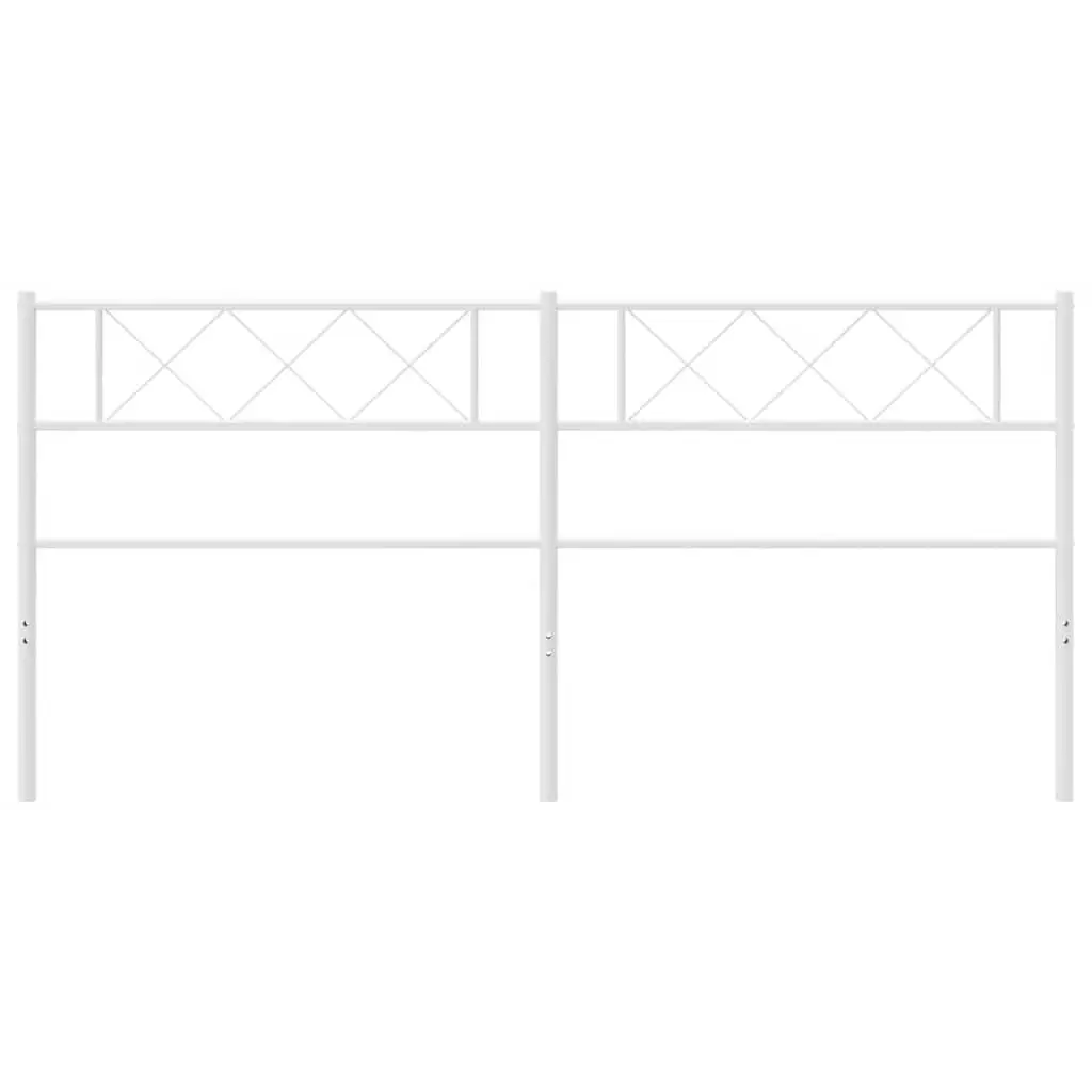 Powder-Coated Steel Headboard White 180cm Metal Frame for Bedroom Bed Support