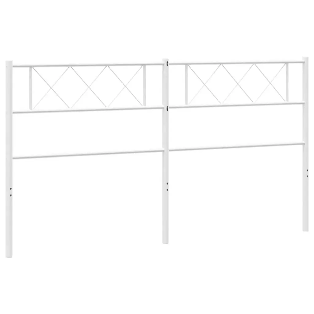 Powder-Coated Steel Headboard White 180cm Metal Frame for Bedroom Bed Support
