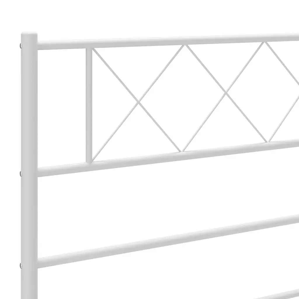 Powder-Coated Steel Headboard White 180cm Metal Frame for Bedroom Bed Support