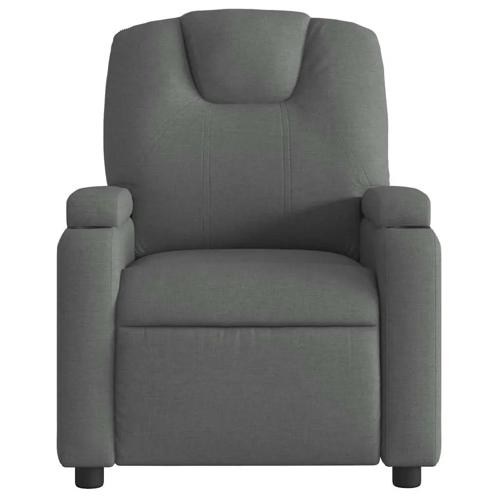 Grey Fabric Recliner Chair with Cup Holders