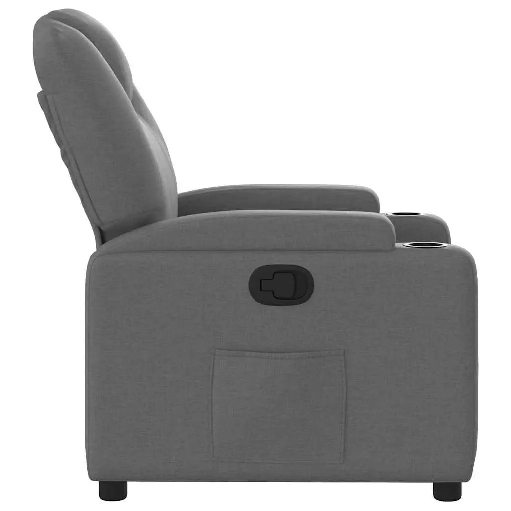 Grey Fabric Recliner Chair with Cup Holders