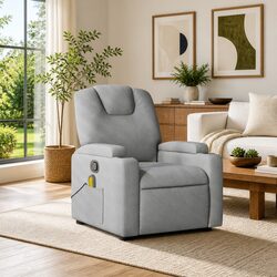 Grey Fabric Massage Recliner Armchair with Vibration