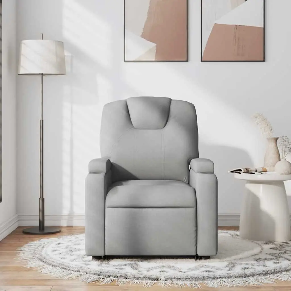 Massage Recliner Armchair Grey Fabric Manual Recline Vibration 6 Points