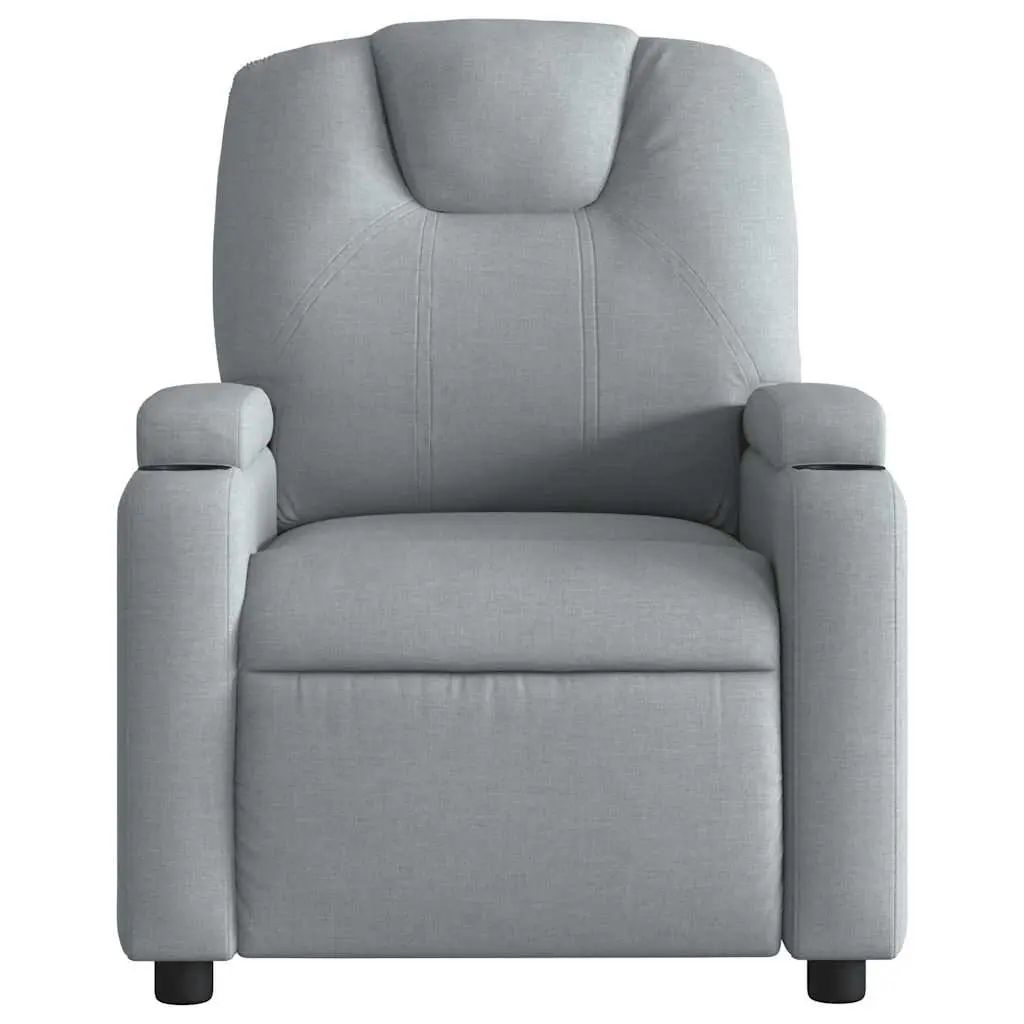Massage Recliner Armchair Grey Fabric Manual Recline Vibration 6 Points