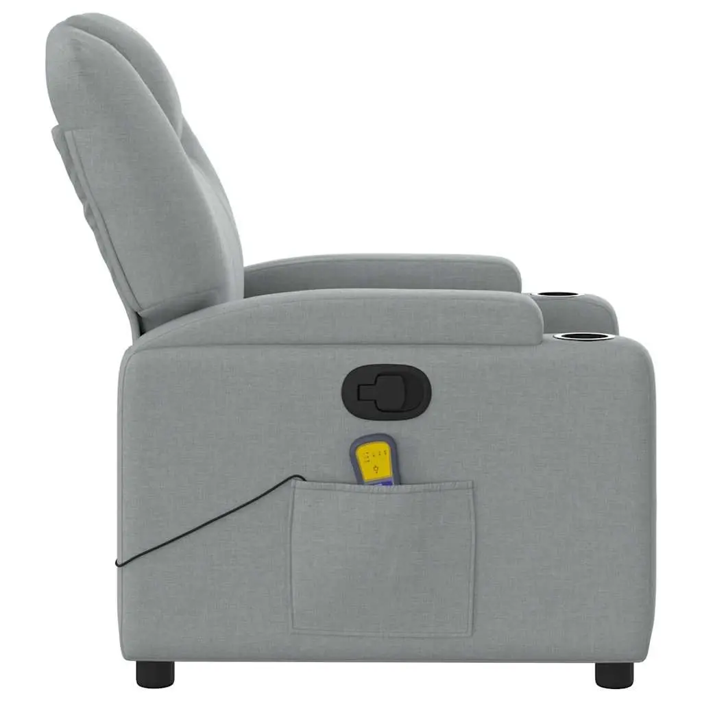 Massage Recliner Armchair Grey Fabric Manual Recline Vibration 6 Points