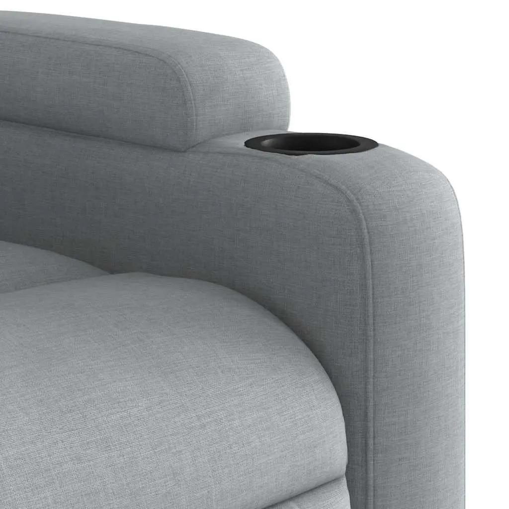 Massage Recliner Armchair Grey Fabric Manual Recline Vibration 6 Points
