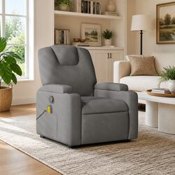 Grey Fabric Massage Recliner Chair with Footrest