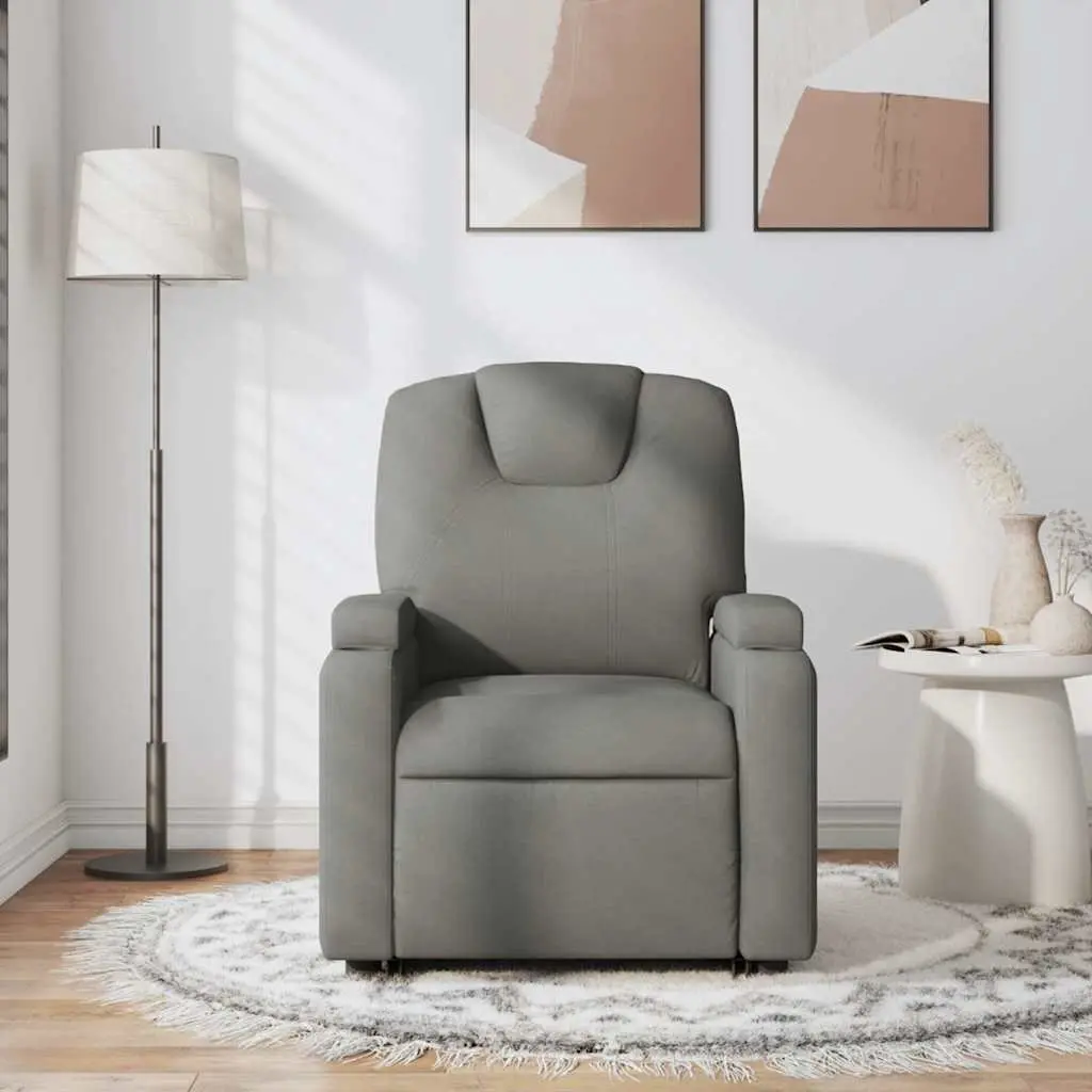 Massage Recliner Chair Grey Fabric Manual Recline 135 Degree USB Vibration Armchair