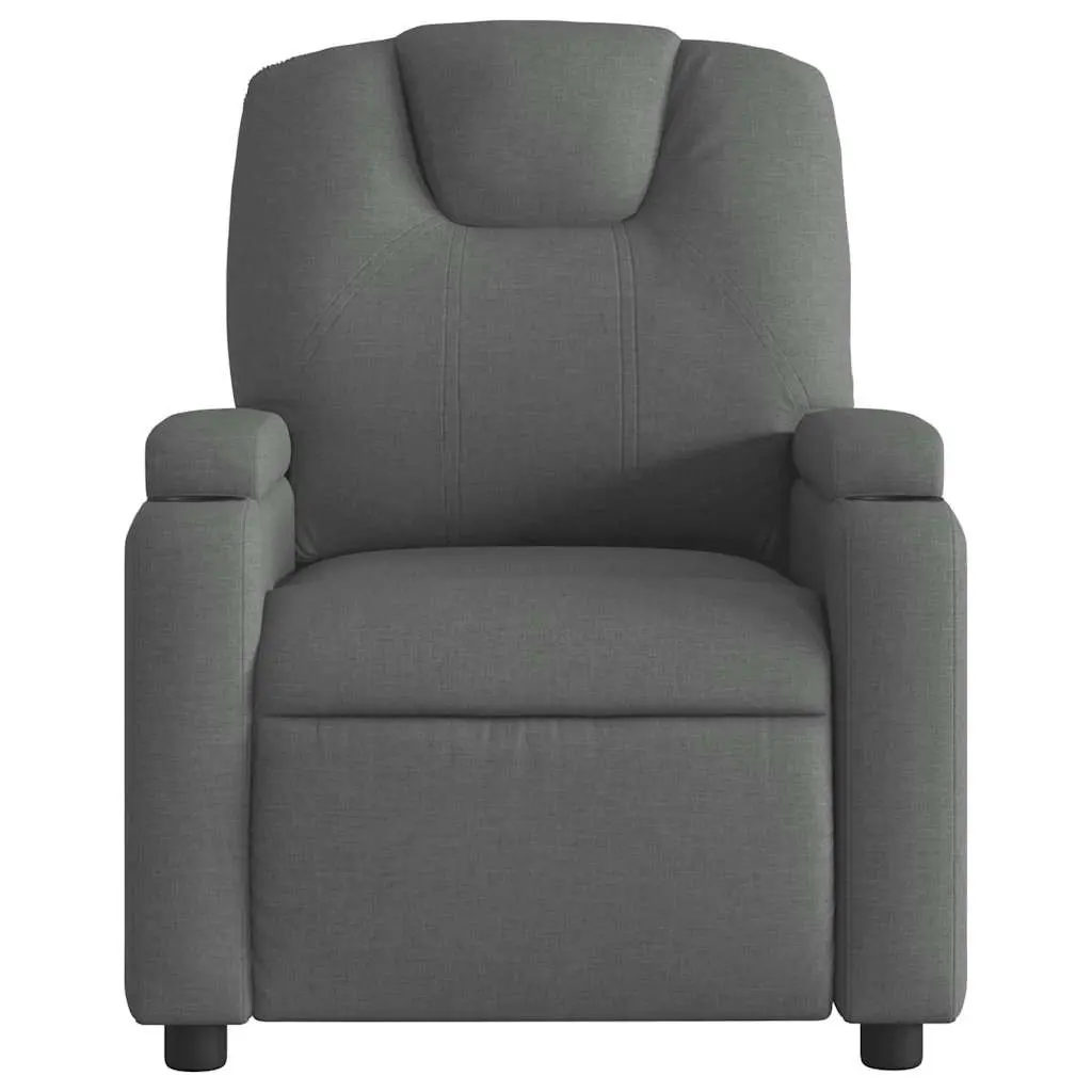Massage Recliner Chair Grey Fabric Manual Recline 135 Degree USB Vibration Armchair