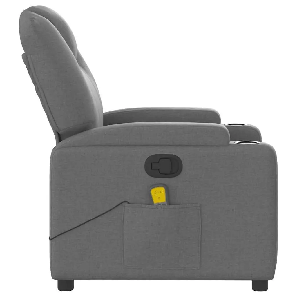 Massage Recliner Chair Grey Fabric Manual Recline 135 Degree USB Vibration Armchair