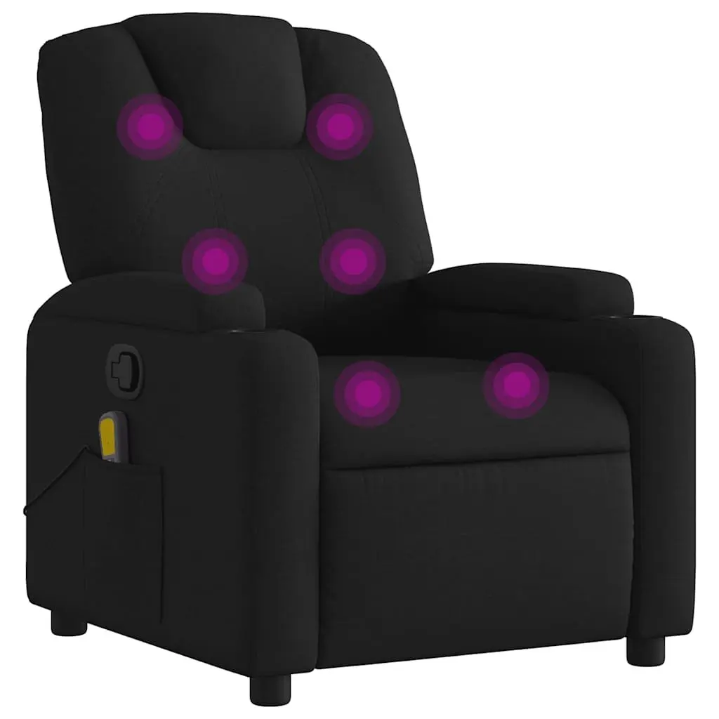 Massage Recliner Chair Black Fabric Manual Recline Vibration 6 Points Armchair