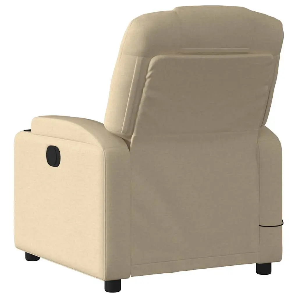 Massage Recliner Chair Cream Fabric Manual Recline Vibration Armchair Lounger
