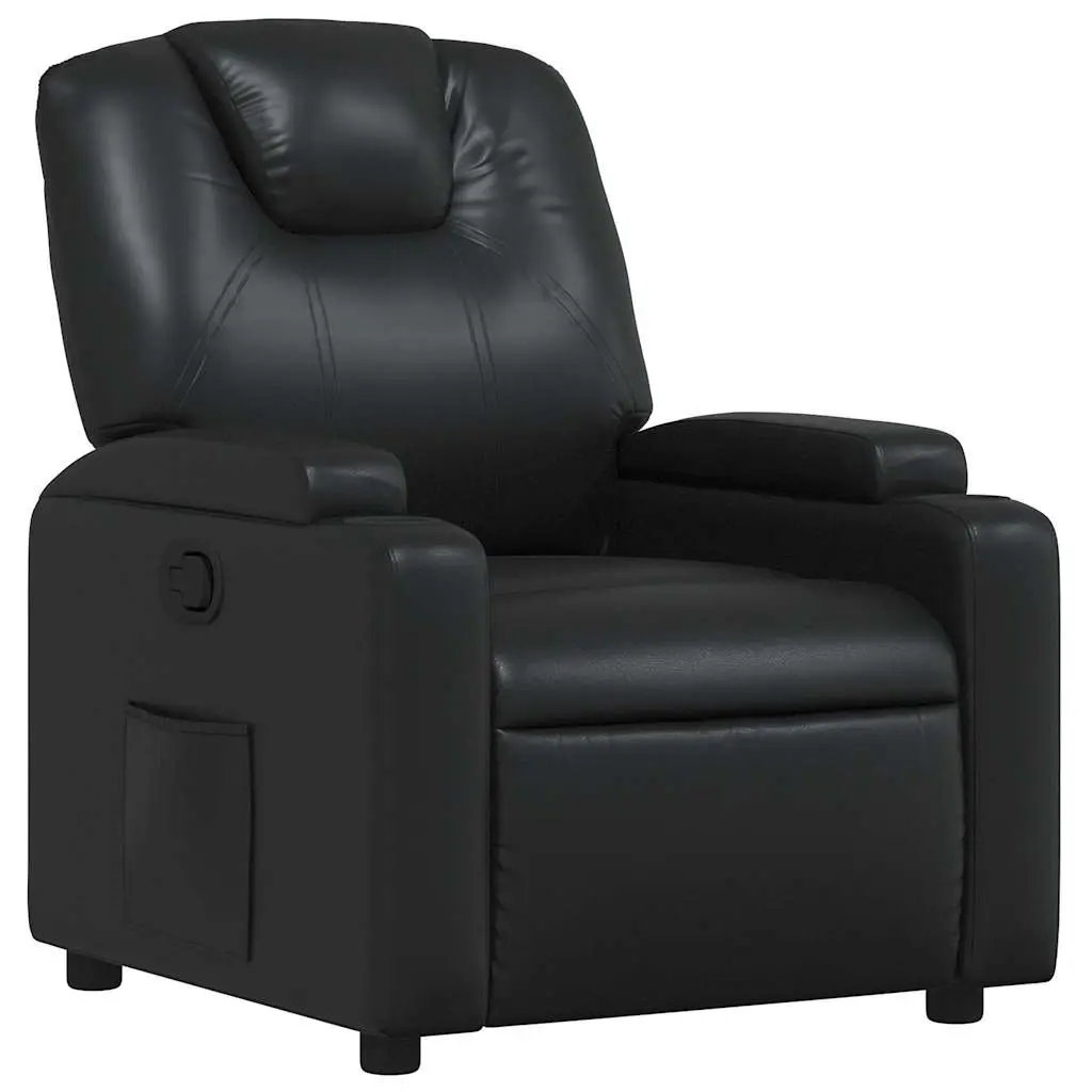 Recliner Armchair Manual Reclining Black Faux Leather Lounge Chair