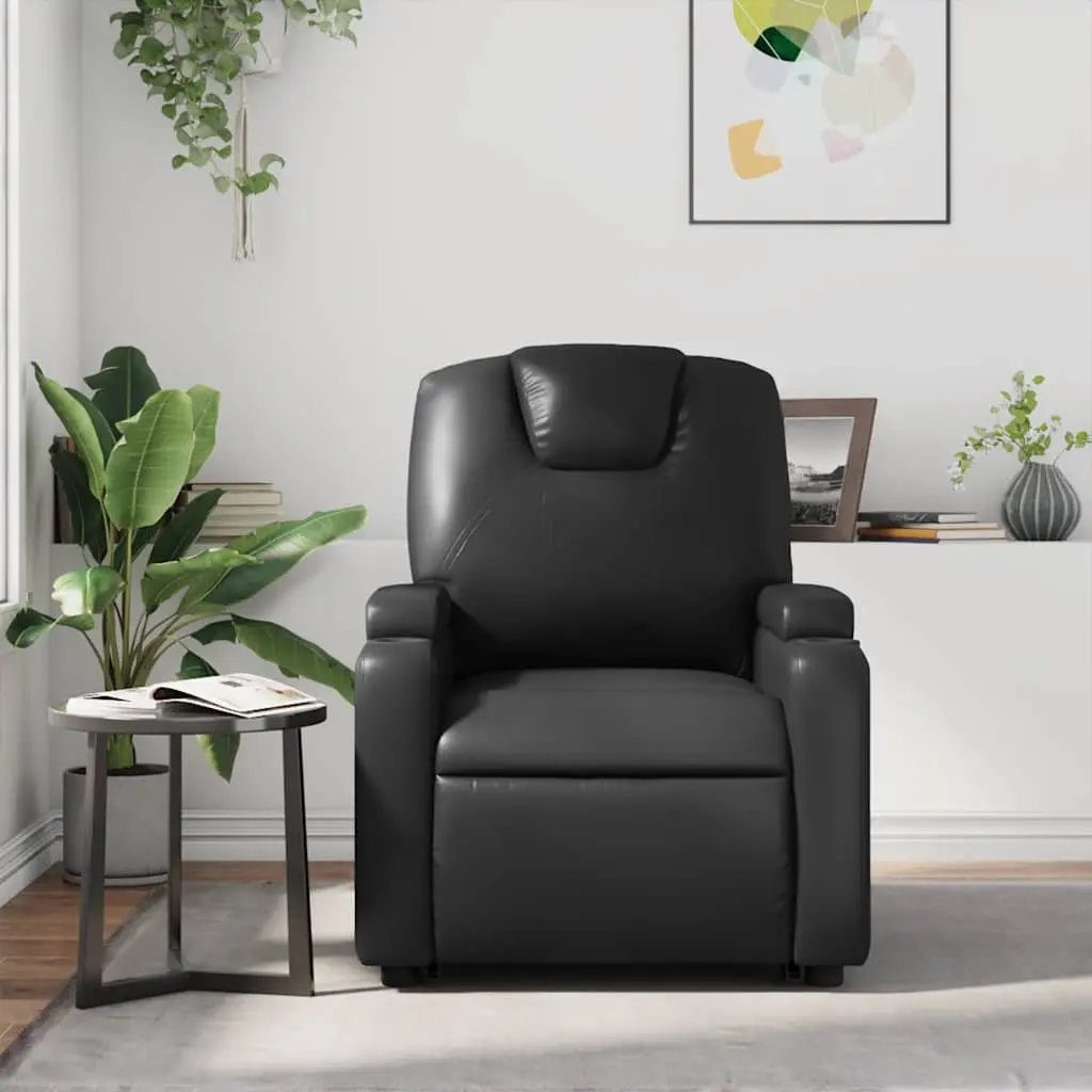Recliner Armchair Manual Reclining Black Faux Leather Lounge Chair
