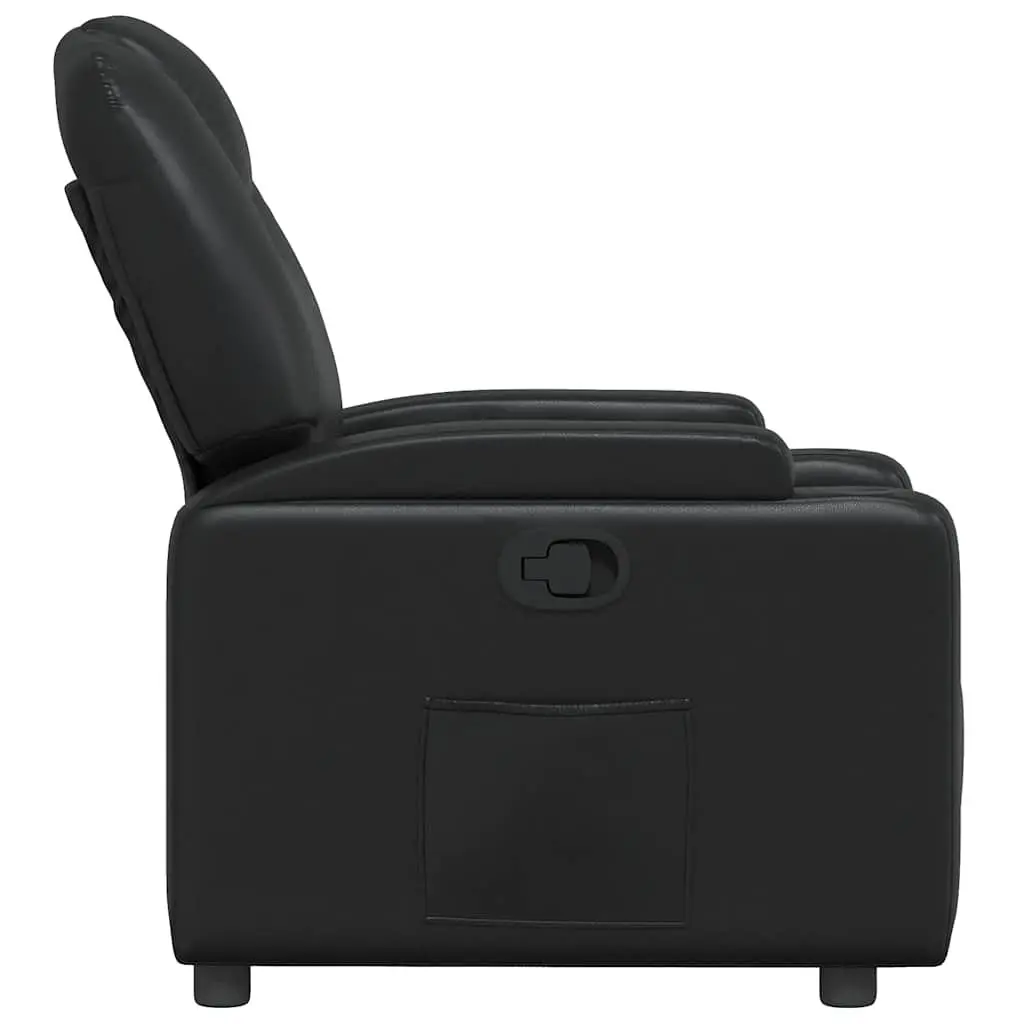 Recliner Armchair Manual Reclining Black Faux Leather Lounge Chair