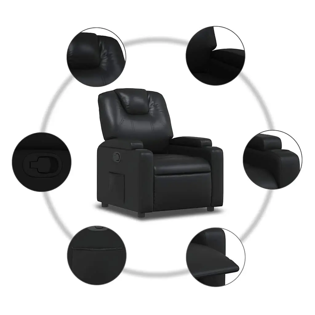 Recliner Armchair Manual Reclining Black Faux Leather Lounge Chair