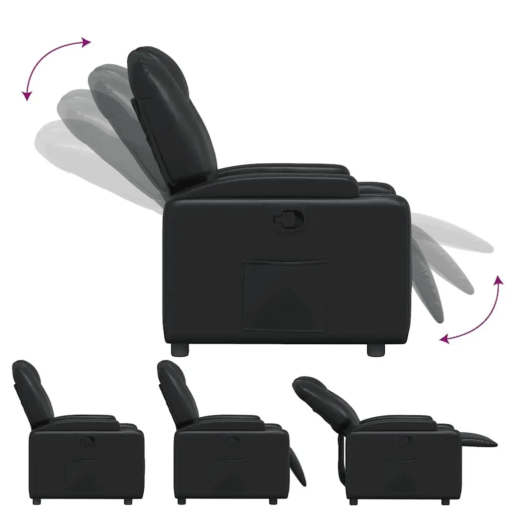 Recliner Armchair Manual Reclining Black Faux Leather Lounge Chair
