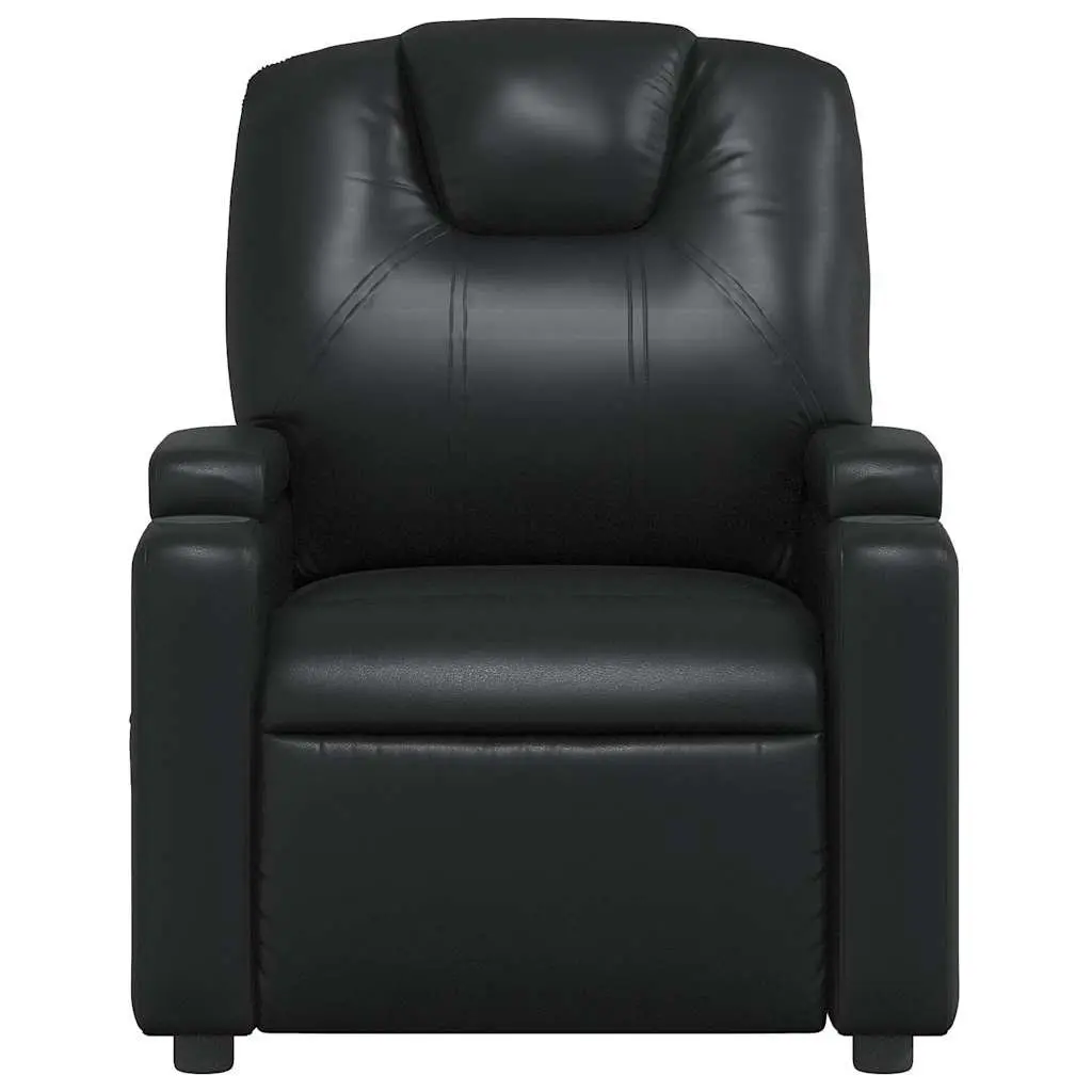 Manual Reclining Massage Chair Vibration Black Faux Leather Comfort Armchair