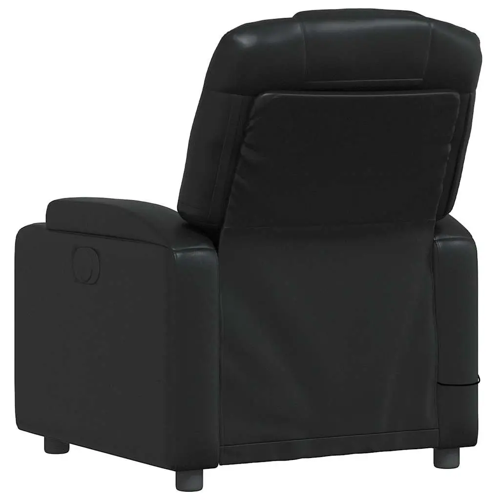 Manual Reclining Massage Chair Vibration Black Faux Leather Comfort Armchair