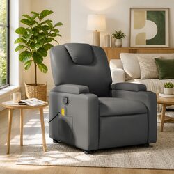 Grey Faux Leather Massage Recliner Chair