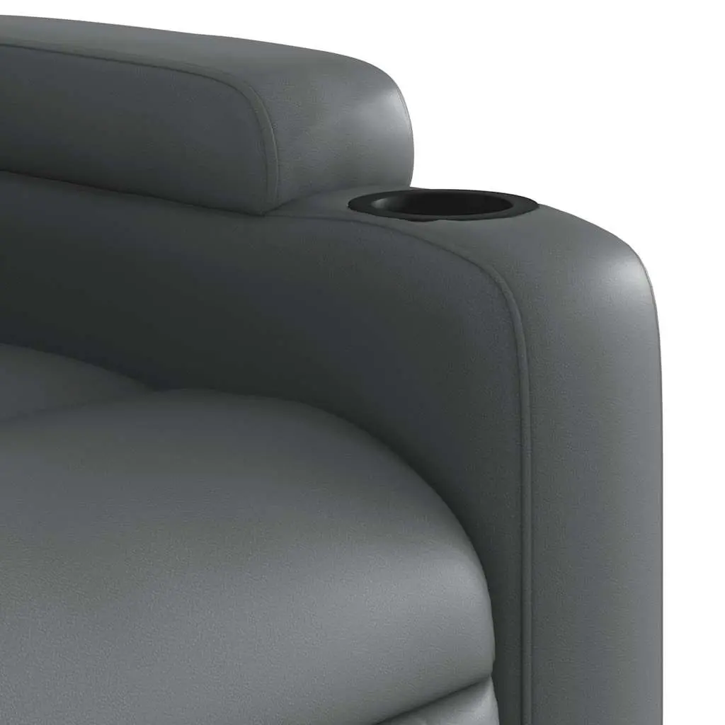 Massage Recliner Chair Grey Faux Leather Manual Reclining Armchair 135 Degrees 6 Massage Points
