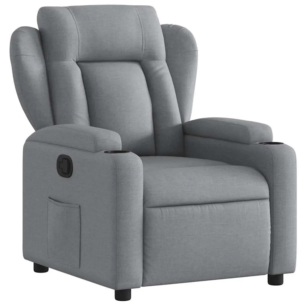 Recliner Chair Manual Reclining Armchair Grey Fabric Upholstery
