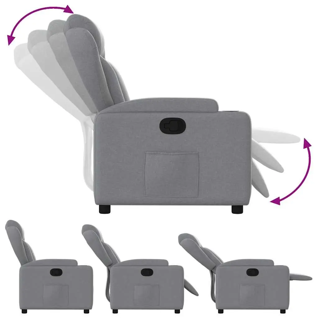 Recliner Chair Manual Reclining Armchair Grey Fabric Upholstery