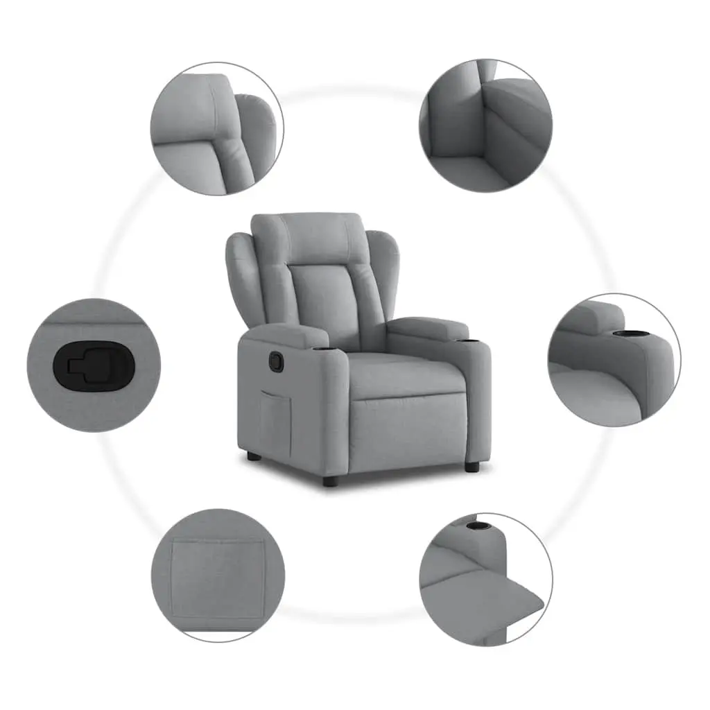 Recliner Chair Manual Reclining Armchair Grey Fabric Upholstery