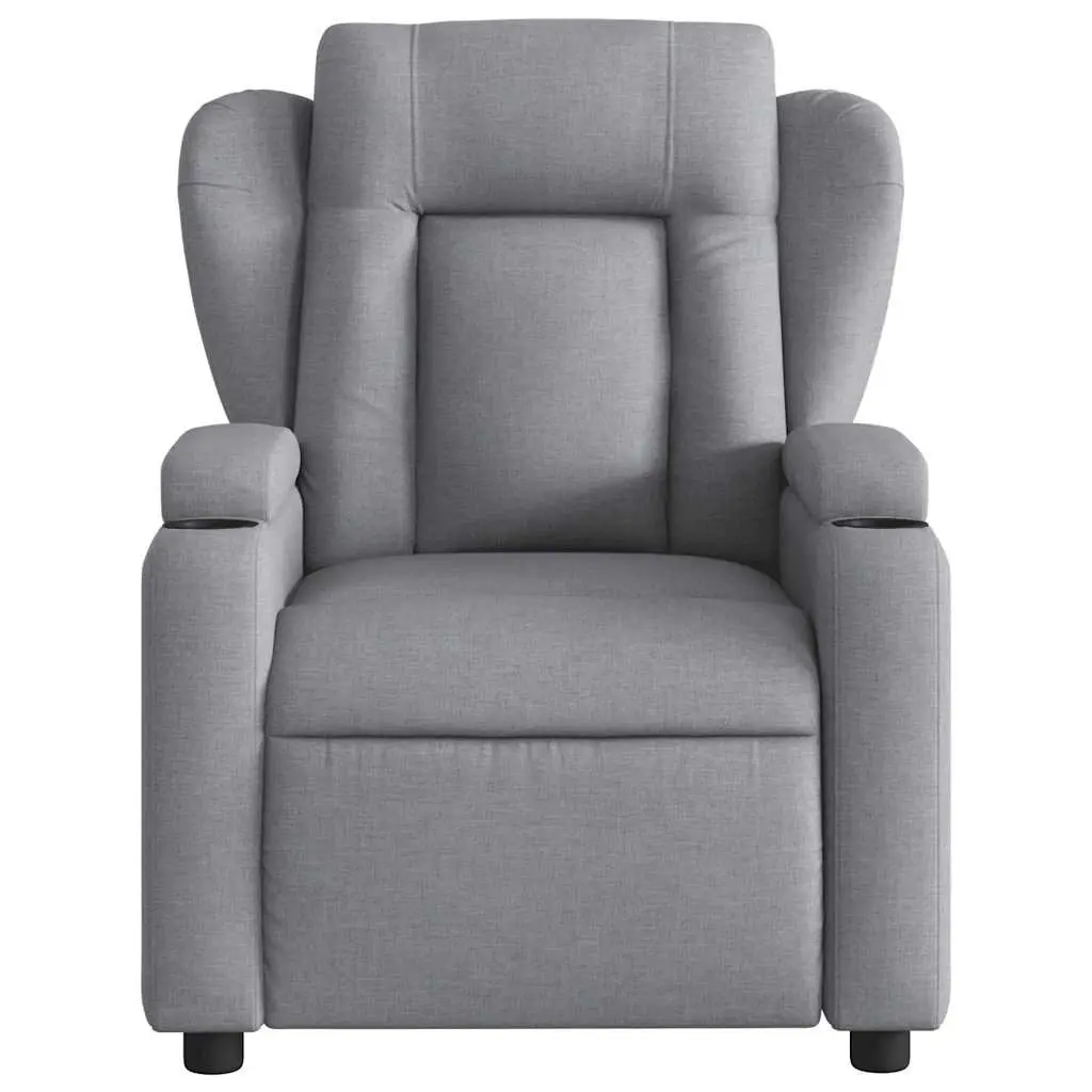 Recliner Chair Manual Reclining Armchair Grey Fabric Upholstery