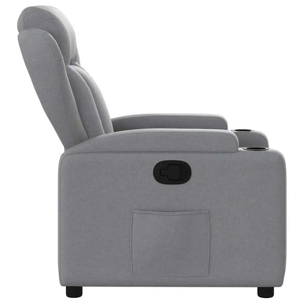 Recliner Chair Manual Reclining Armchair Grey Fabric Upholstery