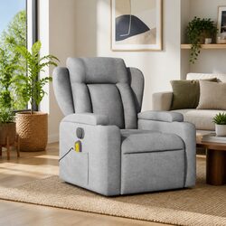 Grey Fabric Massage Recliner Chair with Footrest