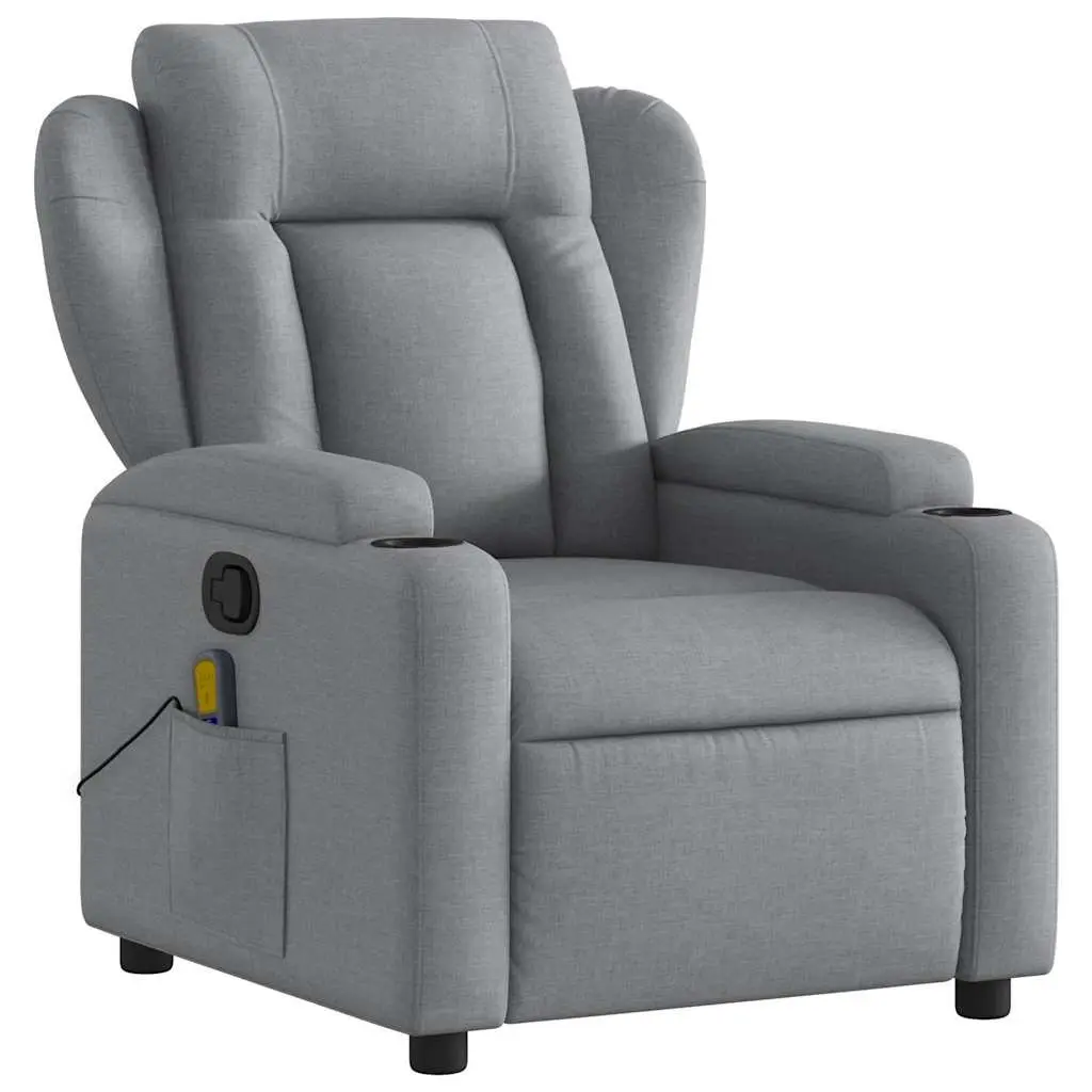 Grey Fabric Massage Recliner Chair with Footrest