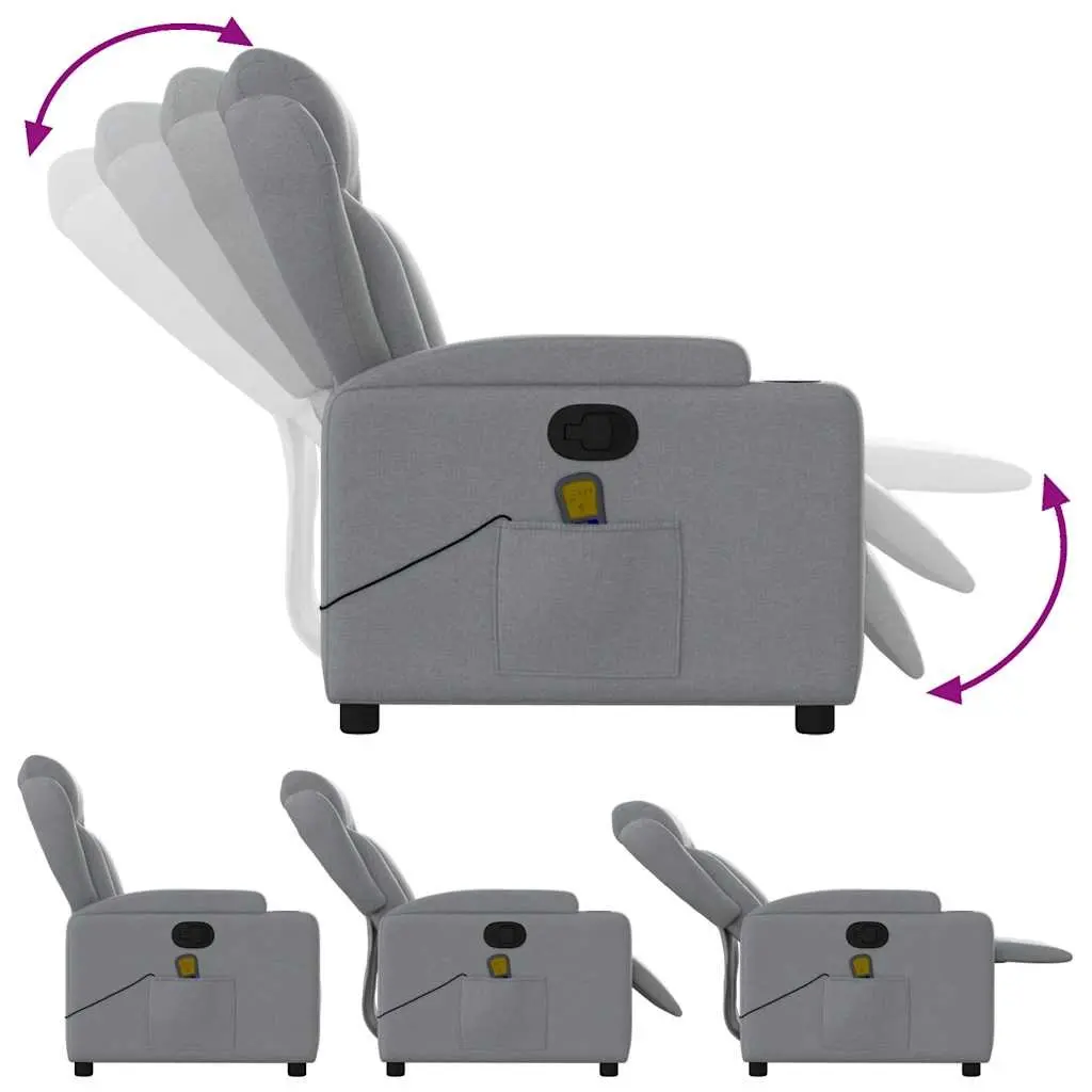 Grey Fabric Massage Recliner Chair with Footrest
