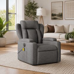 Grey Fabric Massage Recliner Chair with 6-Point Vibration