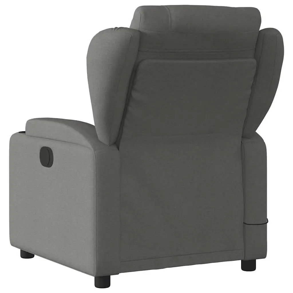 Massage Recliner Chair Grey Fabric Manual Recline Vibration 6 Points Armchair
