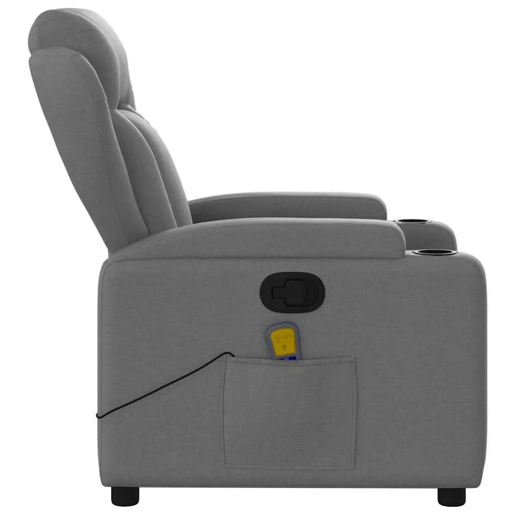 Massage Recliner Chair Grey Fabric Manual Recline Vibration 6 Points Armchair