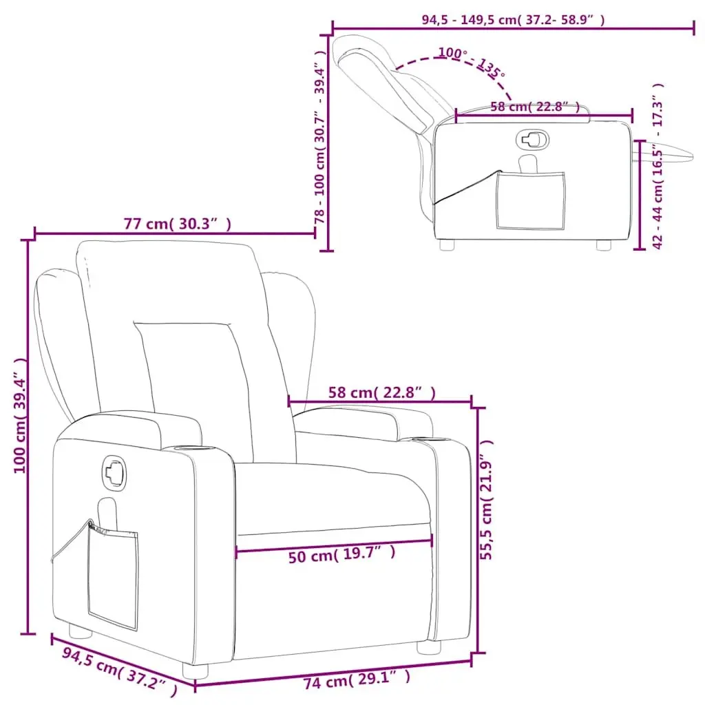 Massage Recliner Chair Manual Recline Taupe Fabric Vibration Relaxation Furniture