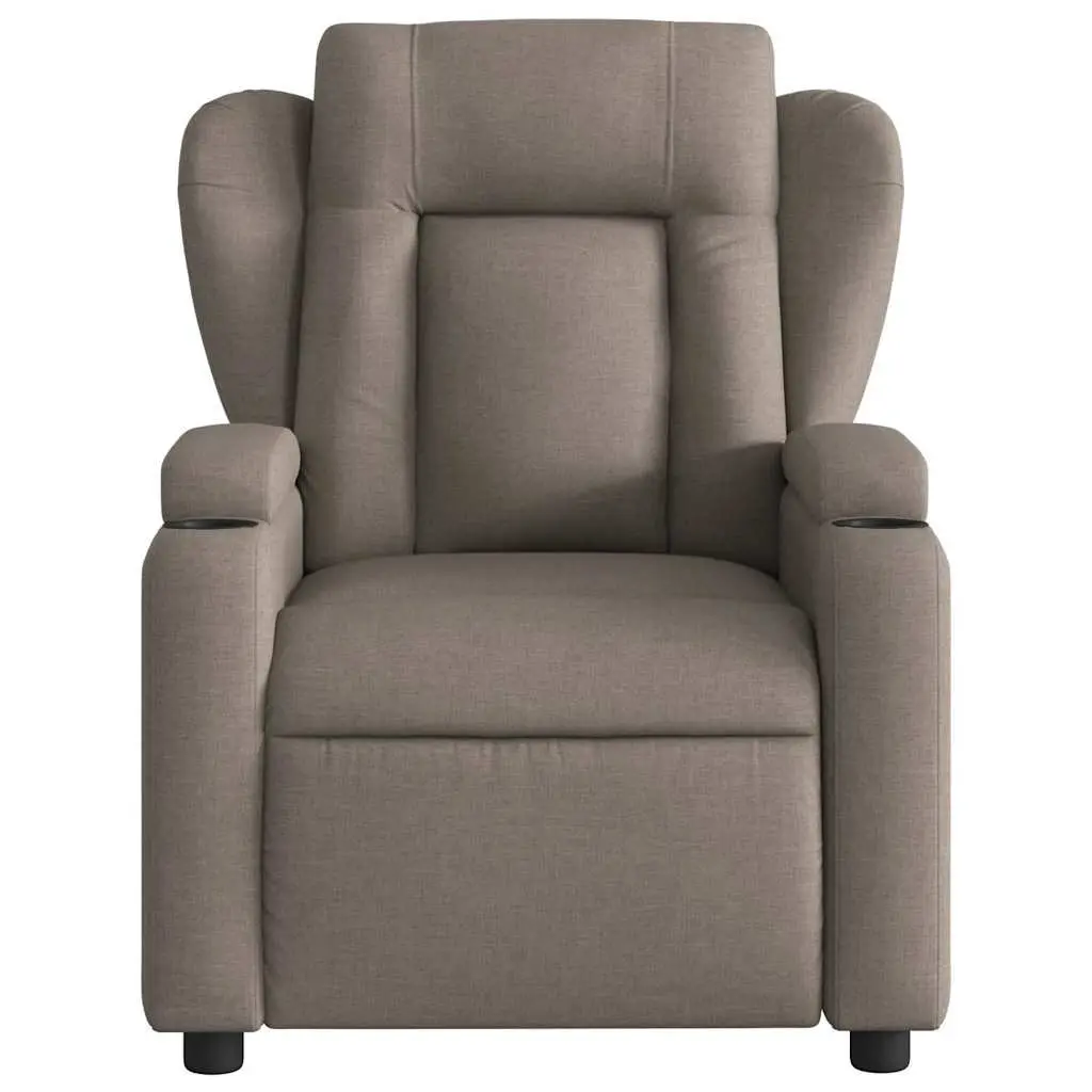 Massage Recliner Chair Manual Recline Taupe Fabric Vibration Relaxation Furniture
