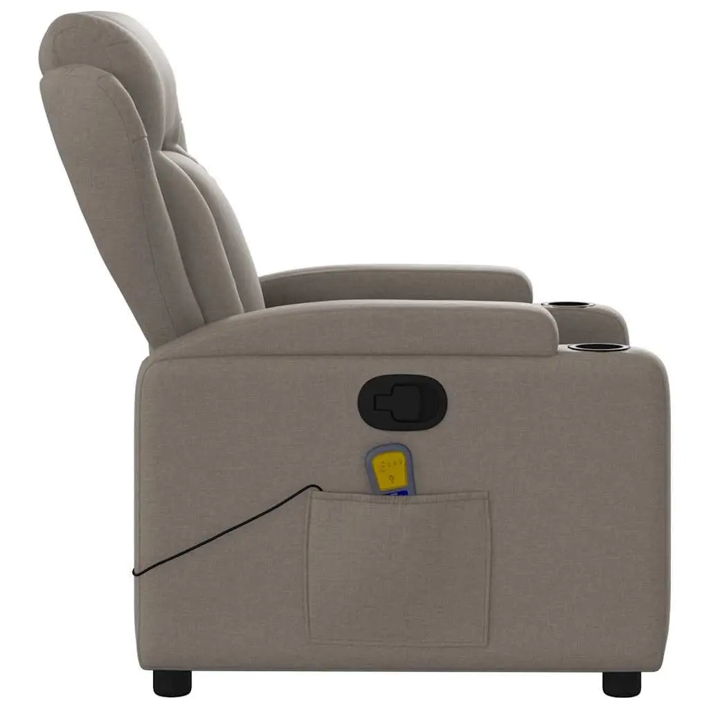 Massage Recliner Chair Manual Recline Taupe Fabric Vibration Relaxation Furniture