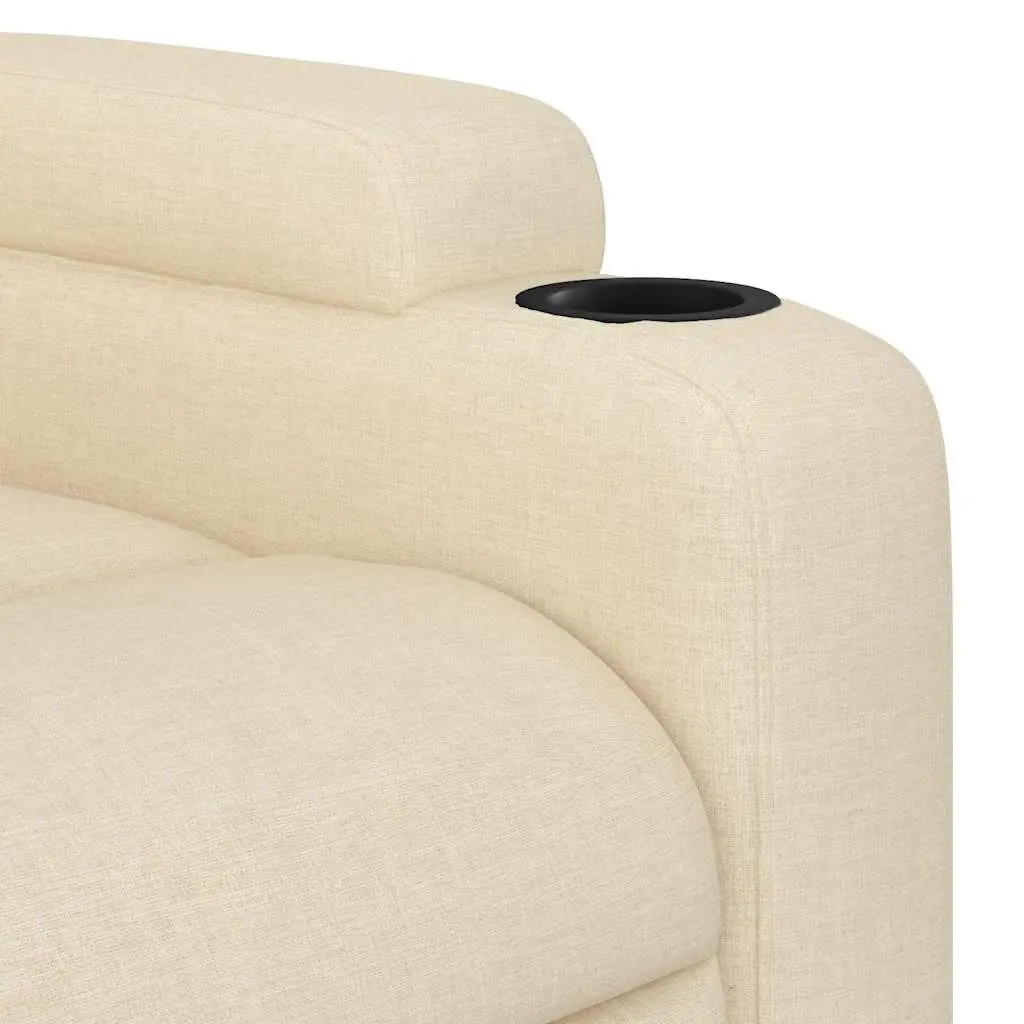 Massage Recliner Chair Cream Fabric Manual Reclining Armchair with Vibration 135 Degree Tilt