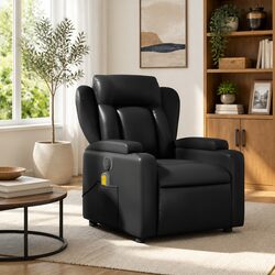 Black Faux Leather Manual Recline Massage Chair
