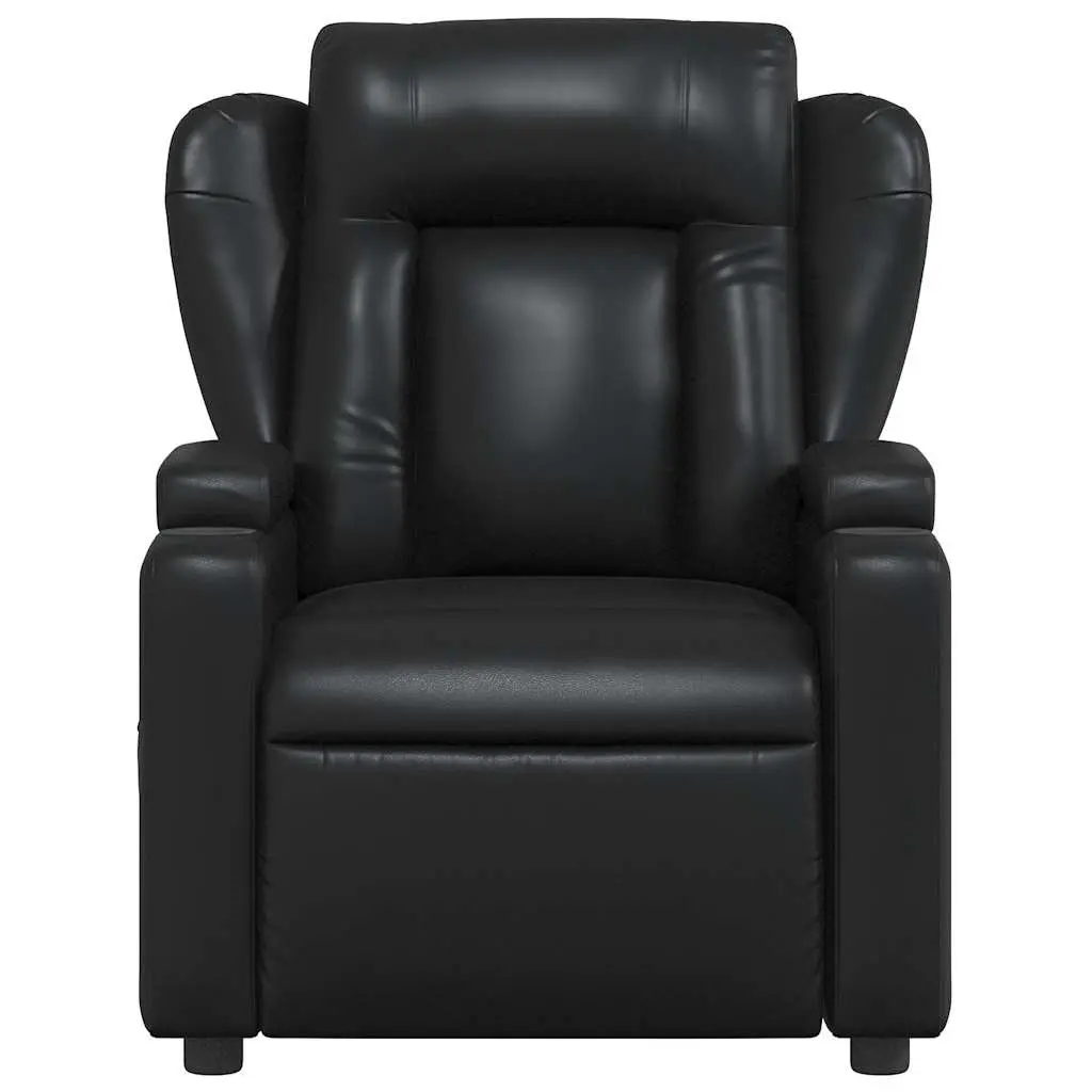 Massage Recliner Chair Black Faux Leather Manual Recline Vibration Armchair