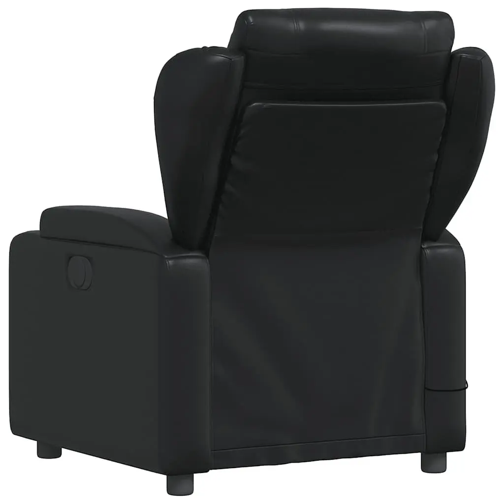 Massage Recliner Chair Black Faux Leather Manual Recline Vibration Armchair