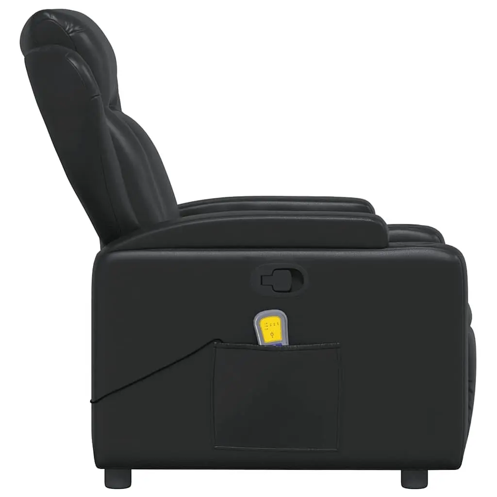 Massage Recliner Chair Black Faux Leather Manual Recline Vibration Armchair