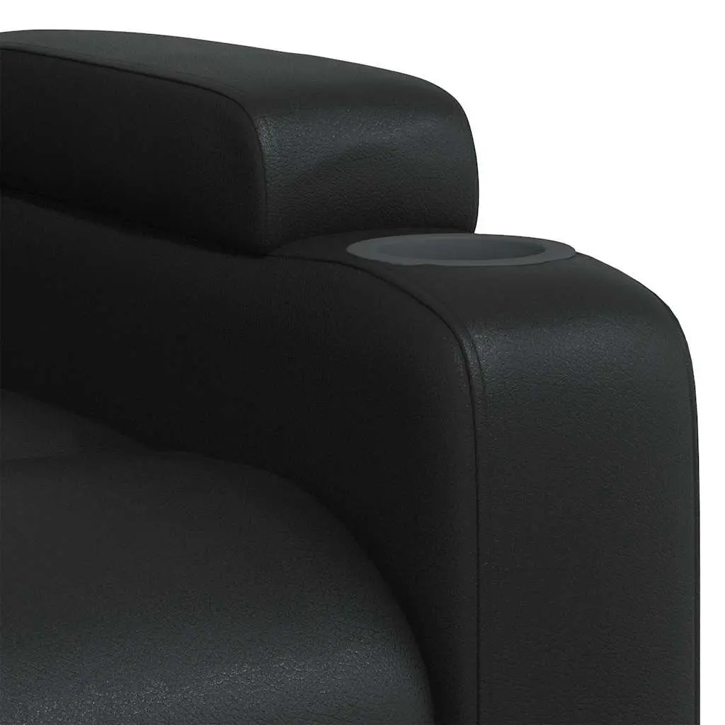 Massage Recliner Chair Black Faux Leather Manual Recline Vibration Armchair