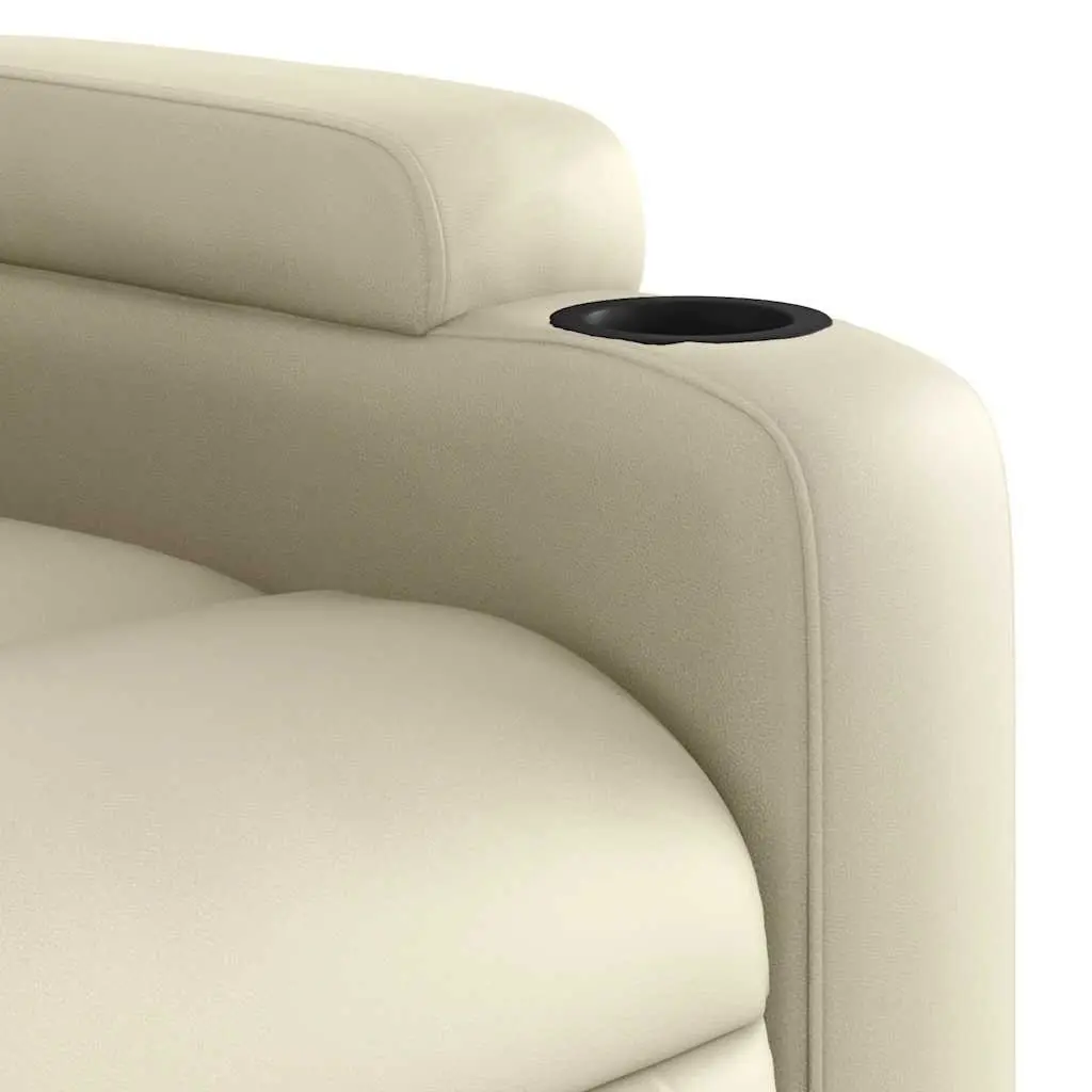 Massage Recliner Chair Cream Faux Leather Manual Recline Armchair Vibration