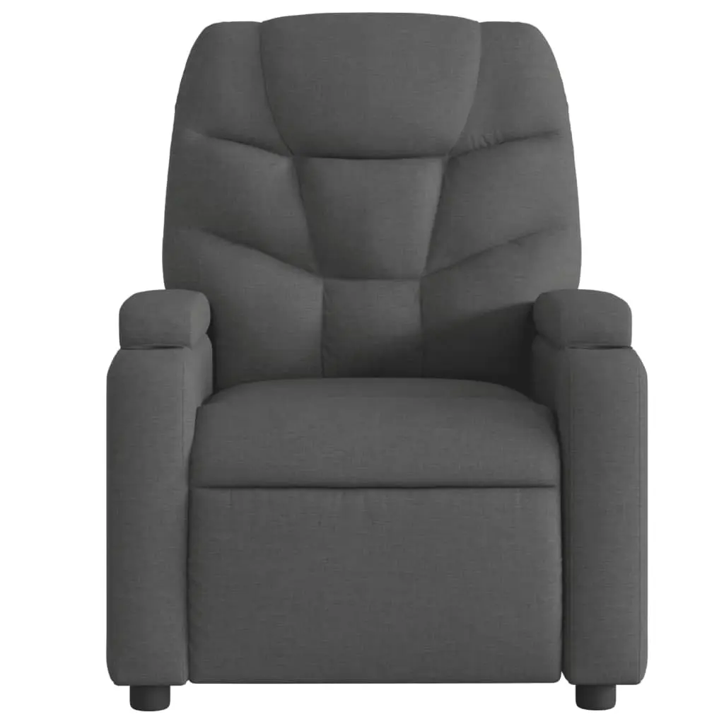 Recliner Chair Manual Recline Armchair Grey Padded Seat Durable Fabric